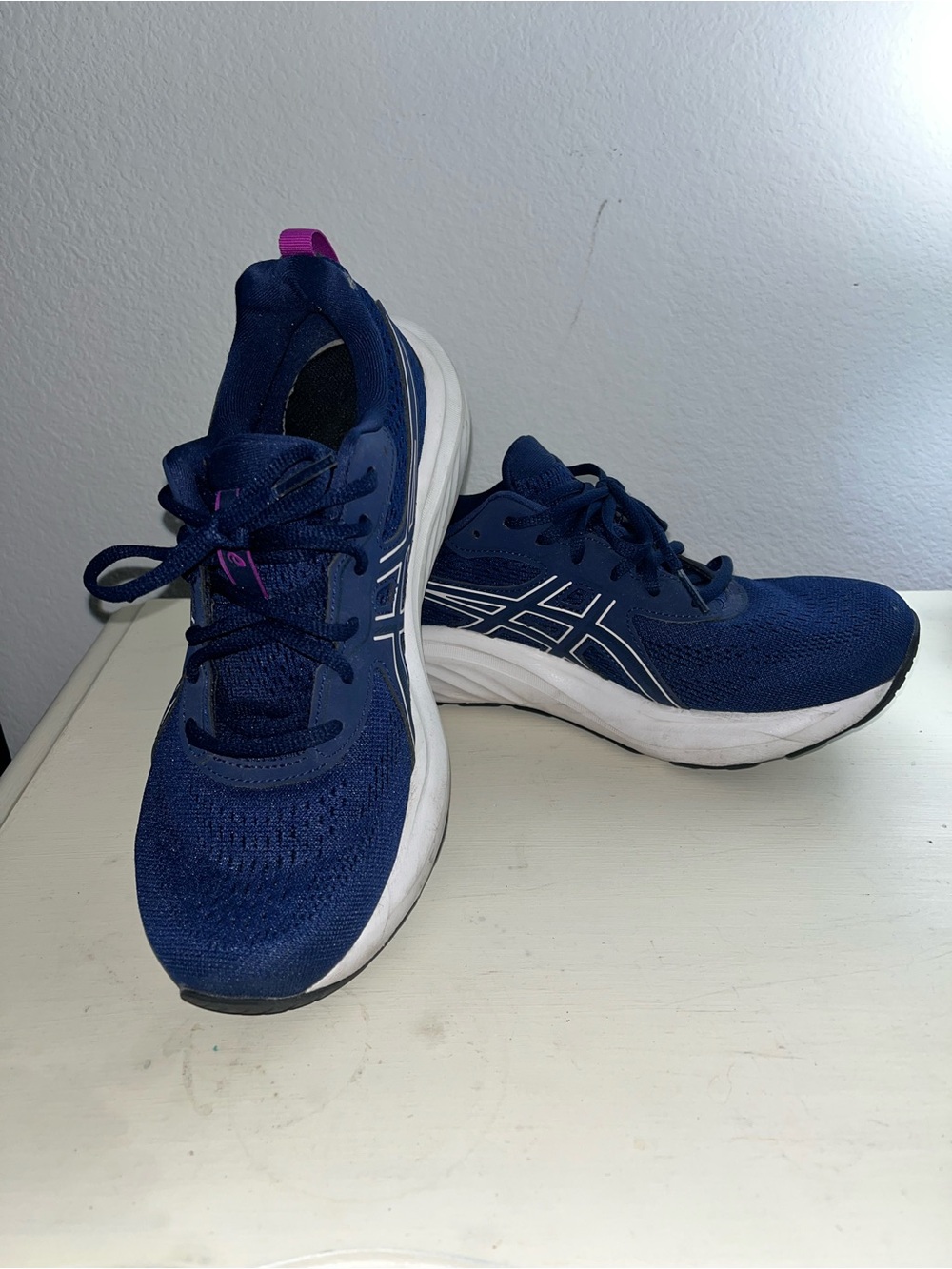 ASICS Navy and White Athletic Running Shoes